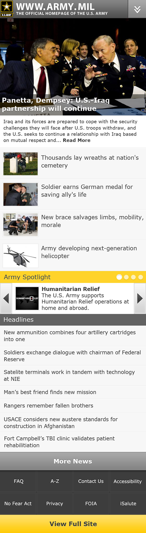 Army.mil mobile design